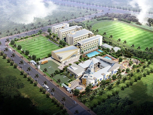 KHUÔN VIÊN TRƯỜNG HỌC ĐƯỢC XÂY DỰNG BÊN TRONG DỰ ÁN